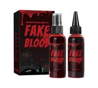 Ancsttu Sangre Falsa Halloween | Kit De Maquillaje Halloween 60ml Sangre Liquida Segura - Herramienta Cosmética Hidratante Para Teatro Cine Cosplay Fiestas Casa Del Terror Aula Escenario Exterior