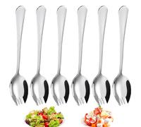 Ancuioyz 6 Piezas de Cubiertos para Ensalada de Acero Inoxidable, 304 Cuchara Cubiertos para Ensalada Tenedor para Carne Cuchara para Servir Acero Inoxidable, Tenedor para Ensalada Cuchara para Ramen