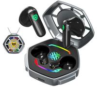 ANCwear Auriculares Inalámbricos Bluetooth TWS - Luces LED RGB & Estuche Personalizable con Pegatinas DIY + Colgante, 20 h Autonomía - Regalo Ideal para Jóvenes y Gamers