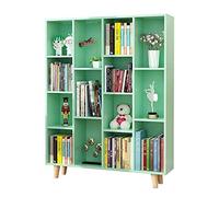 and Bookcase - Estantería de 14 rejillas organizador de archivos de pie verde estante de oficina muebles de sala de estar (color: verde tamaño: 124 x 102 cm) (color: verde tamaño: 124 x 102 cm)