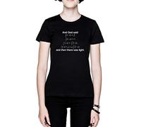 and God Said Light Negro Mujer Camiseta Tamaño XS Black Women's tee Size XS