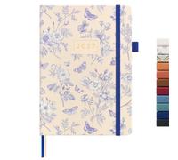 &And Per Se Agenda 2027, mensual y semanal de 12 meses, calendario 2027 con papel de 100 g/m², tapa dura A5, piel sintética, 5.7 x 8 pulgadas (flores azules)