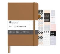 &And Per Se Cuaderno punteado, tapa dura A5, 160 páginas, papel de 100 g/m², cuaderno de cuadrícula de puntos para planificación y diario creativo, 3 hojas de calcomanías incluidas (marrón claro)