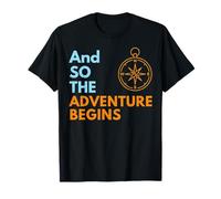 and So The Adventure Begins Camping Brújula al Aire Libre Camiseta
