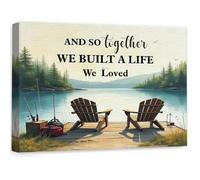And So Together We Built A Life We Loved Canvas, Lake House Rustic Wall Art Sign for Cabin Camper Lake Life Decor(Framed,12x18inch(30x45cm))