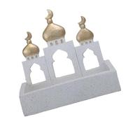 And White Mosque Tower Display Ornamento de escritorio islámicos decoraciones culturales Ramadanes Eid Mubaraks Decoración caja de almacenamiento oro y blanco torre de mezquita