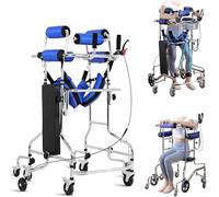 Andadera para Adulto con Asiento, bipedestador de rehabilitación de altura ajustable, andador con doble apoyo axilar, entrenamiento de las extremidades inferiores para adultos mayores discapacitados(B
