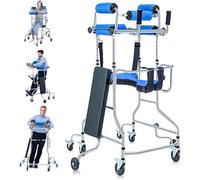 Andadera para Adulto con Asiento, bipedestador de rehabilitación de altura ajustable, andador con doble apoyo axilar, entrenamiento de las extremidades inferiores para adultos mayores discapacitados(B