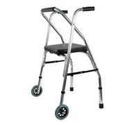 Mobiclinic, Compostela, Andador para Ancianos con Dos Ruedas, Marca Española, Andador Plegable para adultos, andador con asiento, Aluminio, Altura Regulable, Plata/Negro