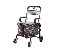 Andador, 4 andadores redondos para personas mayores, carrito plegable para sentarse, carrito de compras, asistente para caminar para discapacitados, ancho para sentarse, 38 cm, compacto, todo está bi