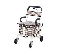 Andador, 4 andadores redondos para personas mayores, carrito plegable para sentarse, carrito de compras, asistente para caminar para discapacitados, ancho para sentarse, 38 cm, compacto, todo está bi