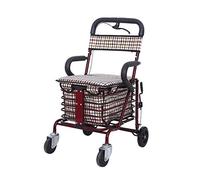 Andador, 4 andadores redondos para personas mayores, carrito plegable para sentarse, carrito de compras, asistente para caminar para discapacitados, ancho para sentarse, 38 cm, compacto, todo está bi