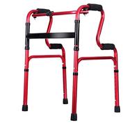 Andador, Ancianos, ss Tubo de Acero Ligero Plegable Cuatro Ruedas con Asiento Acolchado Cesta Transporte Ayuda for Caminar Anhelan(Red)