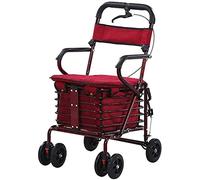 andador, Ancianos, ss Tubo de Acero Ligero Plegable Cuatro Ruedas con Asiento Acolchado Cesta Transporte Ayuda for Caminar Anhelan(B)