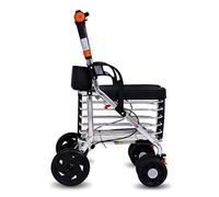 Andador Andador Andador para Caminar con 4 Ruedas, Ayuda para Caminar con Movilidad Plegable, Asiento Ajustable en Altura y Cesta de Compras Inferior Andador para Ancianos