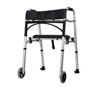 Andador, andador, ayudas para la movilidad Andador de conducción ajustable en altura con tablero de asiento de PU y respaldo Andador plegable ligero Andador rodante It's so kind of you