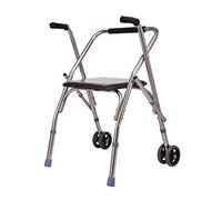 Andador, andador bariátrico plegable ligero con 2 ruedas, andador rodante con asiento acolchado, marco Zimmer para caminar, altura ajustable, muleta de ayuda a la movilidad para personas mayores
