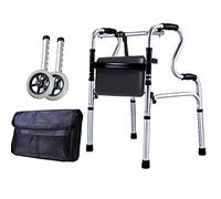 Andador,Andador Con Andador De 2 Ruedas Plegable: Silla De Ducha De Altura Ajustable Con Almohadilla De Cuero Reversible,Carrito De Transporte Con Bolsa De Transporte Y Tapete De Esquí,Ayuda De Movil