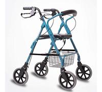Andador, Andador con Andador de Cuatro Ruedas, Postura Vertical, Andador de Aluminio liviano, Andador con Equipo de Terapia para Personas Mayores, Andador Azul