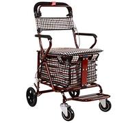 Andador, Andador con Andador Plegable con Asiento Silla de Transporte Freno con Cerradura Carrito de Compras Plegable y Ajustable Andadores estándar Interesante (B)