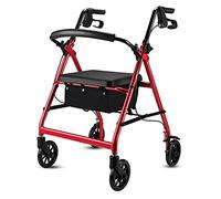 Andador,Andador Con Ruedas,Carrito Portátil Plegable Con Asiento Acolchado Altura Ajustable De Aluminio,Discapacitados/Ancianos,Asiento Bastón Antideslizante Con Hospital
