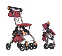 Andador, Andador con ruedas de cuatro ruedas con frenos de cable Ruedas giratorias Asiento y respaldo acolchados Marco de aluminio plegable ligero Frenos bloqueables Ayuda para caminar little surprise