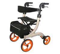 Andador, andador con ruedas para niños con asiento, andador con ruedas médico plegable, 4 ruedas, ayudas médicas para caminar, sistema de freno doble, utilizado para personas mayores que caminan