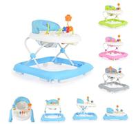 andador, andador Eko regulable en altura, asiento tapizado y zona de juegos, color:azul