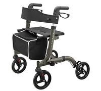 Andador, Andador para Ancianos, Andador Plegable de Cuatro Ruedas con Carrito de la Compra Andador en Aluminio para Caminar, Asiento de Freno de Mano de Altura Ajustable con Respaldo y Cesta de la
