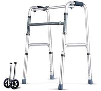 Andador andador plegable geriátrico con 2 ruedas, altura ajustable: 75-93 cm, soporte de movilidad para transporte, muleta para caminar