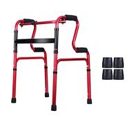 andador, Andadores plegables, altura ajustable con asiento, ayuda for caminar de aleación aluminio, pies antideslizantes for personas mayores discapacitadas que anhelan(Red)