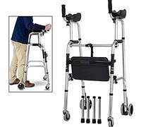 Andador auxiliar de rehabilitación para discapacitados para ancianos, andador vertical estándar, andador plegable con almohadilla para reposabrazos, estrella de luz