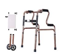 Andador auxiliar de rehabilitación plegable con ruedas Tabla de baño Altura ajustable Ayuda para la movilidad para personas mayores Bronce El doble de comodidad