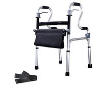 Andador auxiliar de rehabilitación plegable de aluminio con ruedas Reposabrazos de dos niveles Ayuda de movilidad para personas mayores ajustable en altura (estilo plateado 1) El doble de comodidad