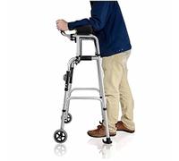 Andador auxiliar plegable para rehabilitación de ruedas de aleación de aluminio con almohadilla para reposabrazos y ruedas Ayuda para la movilidad para personas mayores de altura ajustable El doble de
