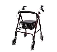 Andador, ayudas para caminar con tracción, 4 ruedas plegables, andador con andador con sistema de freno doble, altura médica ajustable para personas mayores que caminan, Red It's so Kind of You