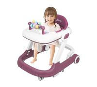 Andador Babywalker 2 en 1 - Carro de despertar y caminar con función basculante con ruedas, música/rojo rosado