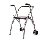 Andador bariátrico ligero y plegable con 2 ruedas, rodante con asiento acolchado, altura ajustable, muleta de ayuda de movilidad para ancianos, estrella de luz