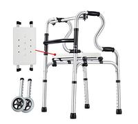Andador bariátrico plegable de alta resistencia, aleación de aluminio Rehabilitación Marco auxiliar para caminar Ayuda para ancianos Altura ajustable (con asiento) Estrella de luz