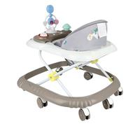 Andador bebé 4 en 1 gris con función de empuje, con bandeja multiactividad interactiva con música extraíble, Andador de bebé ajustable en altura y fácilmente plegable, -67 x 72 x 92 cm-Kaki(B)