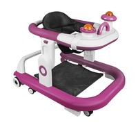 Andador Bebe con conjunto de juego y alfombra de suelo, ayuda a caminar resistente plegable con 5 posiciones ajustables, ideal como ayuda para caminar para los primeros pasos de tu hijo (rojo-70 x 56