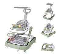 Andador Bebe con conjunto de juego y alfombra de suelo, ayuda a caminar resistente plegable con 5 posiciones ajustables, ideal como ayuda para caminar para los primeros pasos de tu hijo (Verde-65 x 58