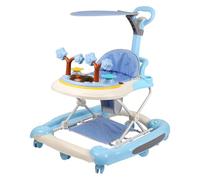Andador Bebe con conjunto de juego y alfombra de suelo, ayuda a caminar resistente plegable con 5 posiciones ajustables, ideal como ayuda para caminar para los primeros pasos de tu hijo (azul-67 x 72
