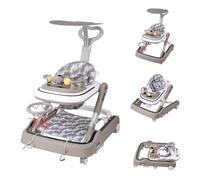 Andador Bebe con conjunto de juego y alfombra de suelo, ayuda a caminar resistente plegable con 5 posiciones ajustables, ideal como ayuda para caminar para los primeros pasos de tu hijo (Kaki-65 x 58