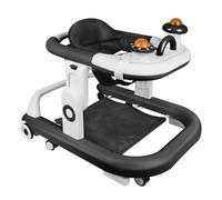 Andador Bebe con conjunto de juego y alfombra de suelo, ayuda a caminar resistente plegable con 5 posiciones ajustables, ideal como ayuda para caminar para los primeros pasos de tu hijo (negro-70 x 56