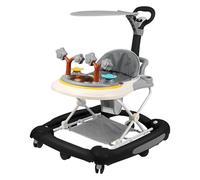 Andador Bebe con conjunto de juego y alfombra de suelo, ayuda a caminar resistente plegable con 5 posiciones ajustables, ideal como ayuda para caminar para los primeros pasos de tu hijo (negro-67 x 72