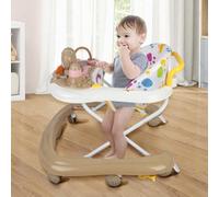 Andador bebé niña niño de 6 a 18 meses, Andador de bebé ajustable en altura con ruedas silenciosas, centro de actividades con música y luces, 62 x 68 x 36 - 81 cm, caqui