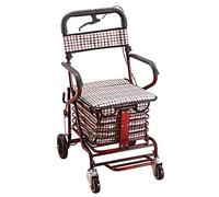Andador, carrito de compras Carrito de compras para ancianos, andador, informal con asiento, andador plegable ajustable de tres pasos, carrito de desplazamiento de pesca de compras de alta capacidad