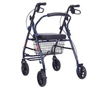 Andador, carrito de compras ligero y plegable de 4 ruedas con asiento acolchado, andador con ruedas para personas mayores, frenos bloqueables y cesta de transporte - Azul Es muy am