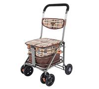 Andador, carrito de la compra resistente con asiento, 4 ruedas, ayudas médicas para caminar, plegable, andador con ruedas, marco de aleación de aluminio de calidad liviana, utilizado para personas